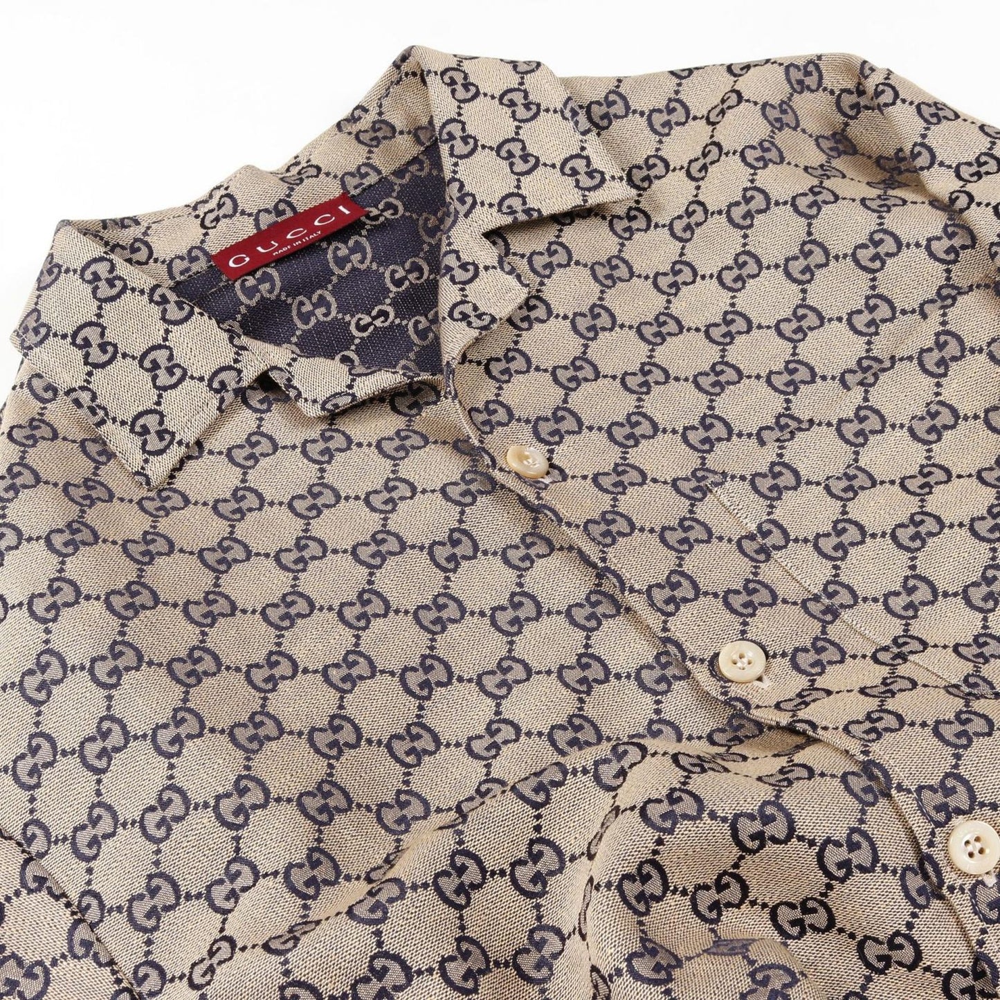 GUCCI GG Linen Blend Canvas Shirt - Timeless Elegance