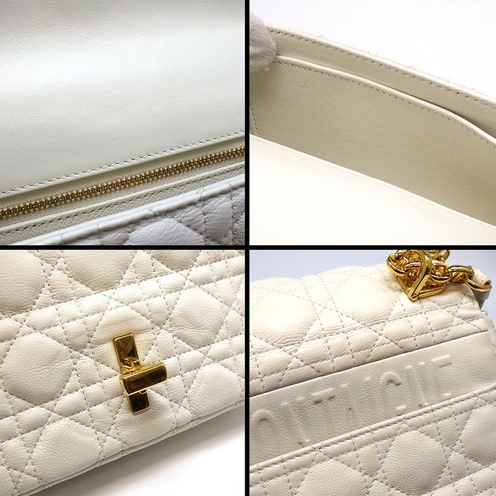 Dior Caro Soft Small Shoulder Bag in Ivory Calfskin