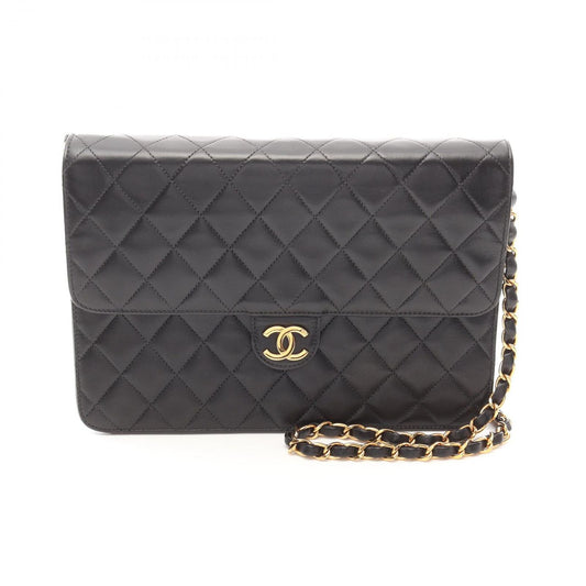 CHANEL Matelassé Single Flap Shoulder Bag in Black Lambskin