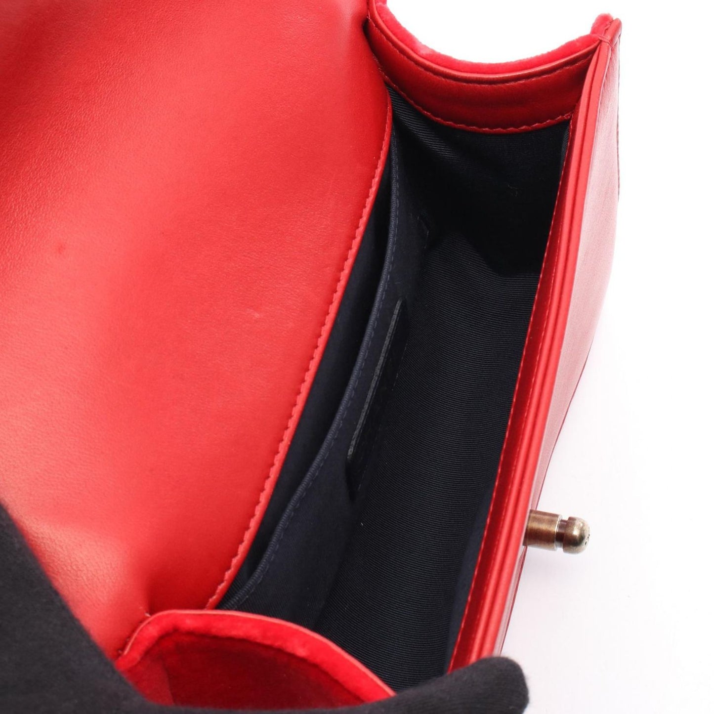 CHANEL Boy Chanel Small Shoulder Bag in Red/Green Fabric Canvas