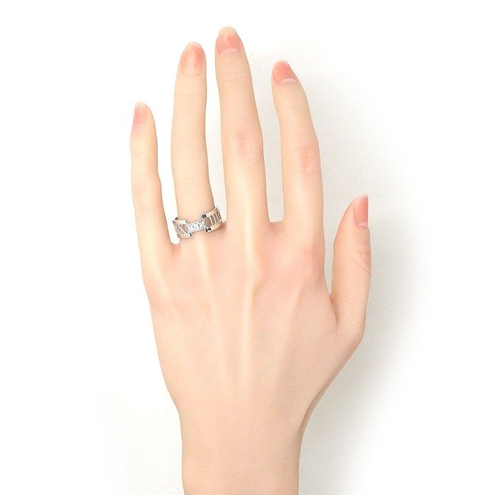 Tiffany & Co. Atlas Open Ring with 3 Diamonds in 18K White Gold
