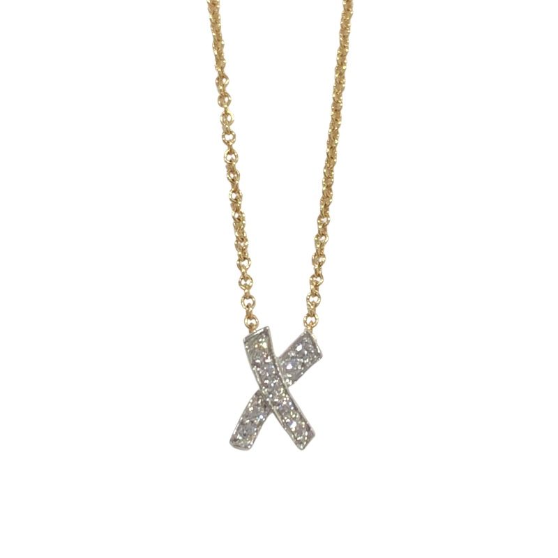 Tiffany & Co. K18/Pt950 Kiss Necklace with Diamond