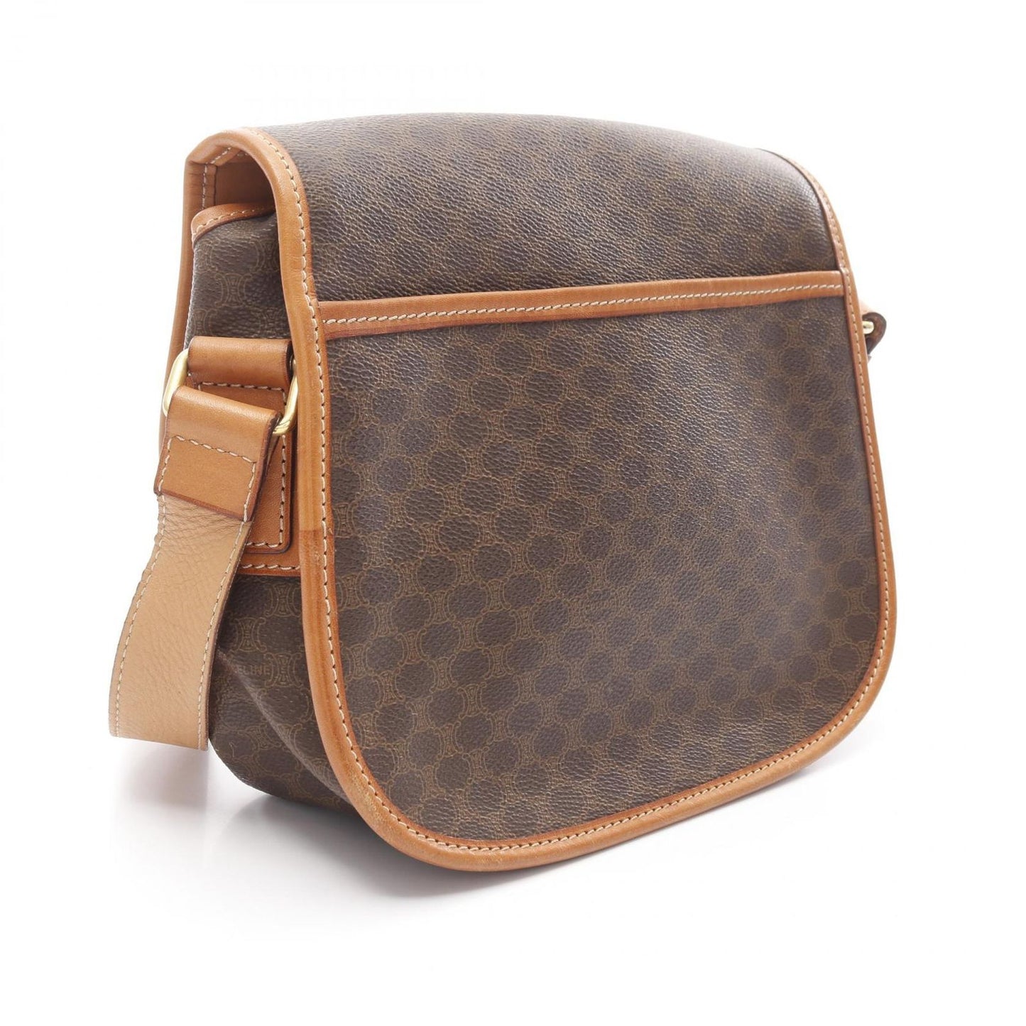 CELINE Macadam Shoulder Bag in Dark Brown PVC Coated Canvas