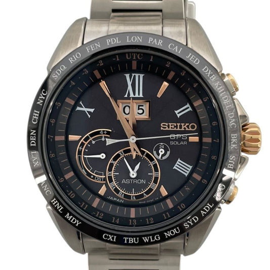 SEIKO Astron GPS Solar 8X Series Big Date SBXB151 - Black Stainless Steel