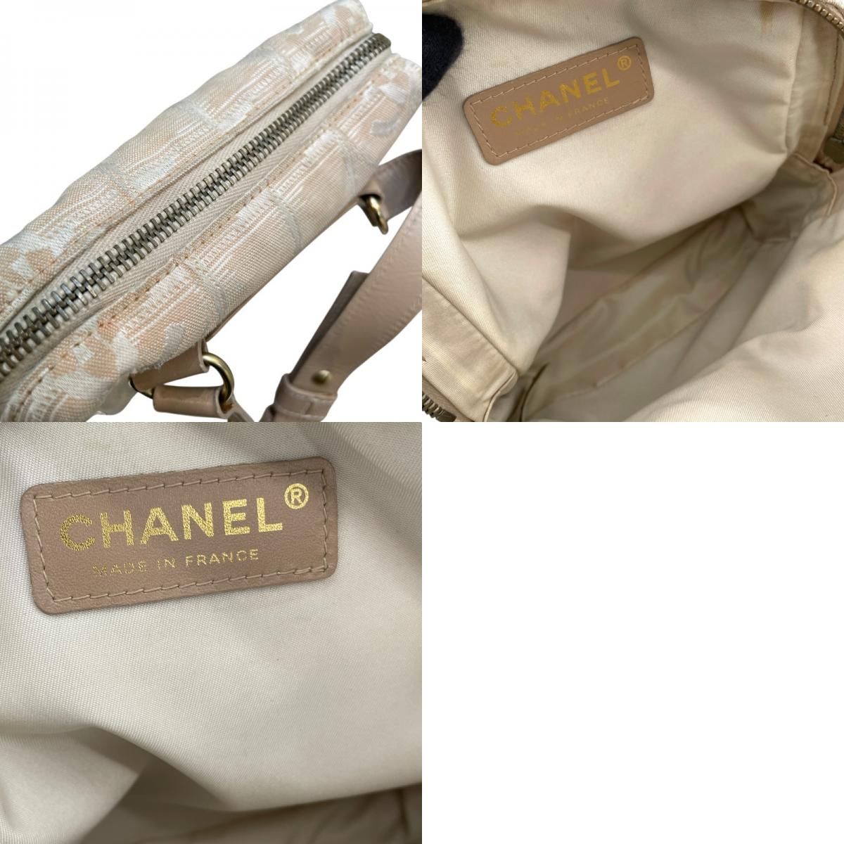 CHANEL Beige Nylon Jacquard New Travel Line Shoulder Bag