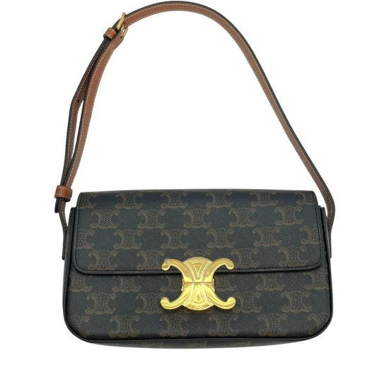 CELINE Claude Shoulder Bag in Brown Triomphe Canvas