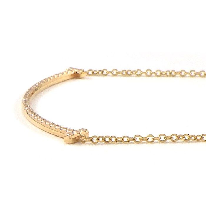Tiffany & Co. T Smile Small Necklace in K18 Pink Gold with Diamonds