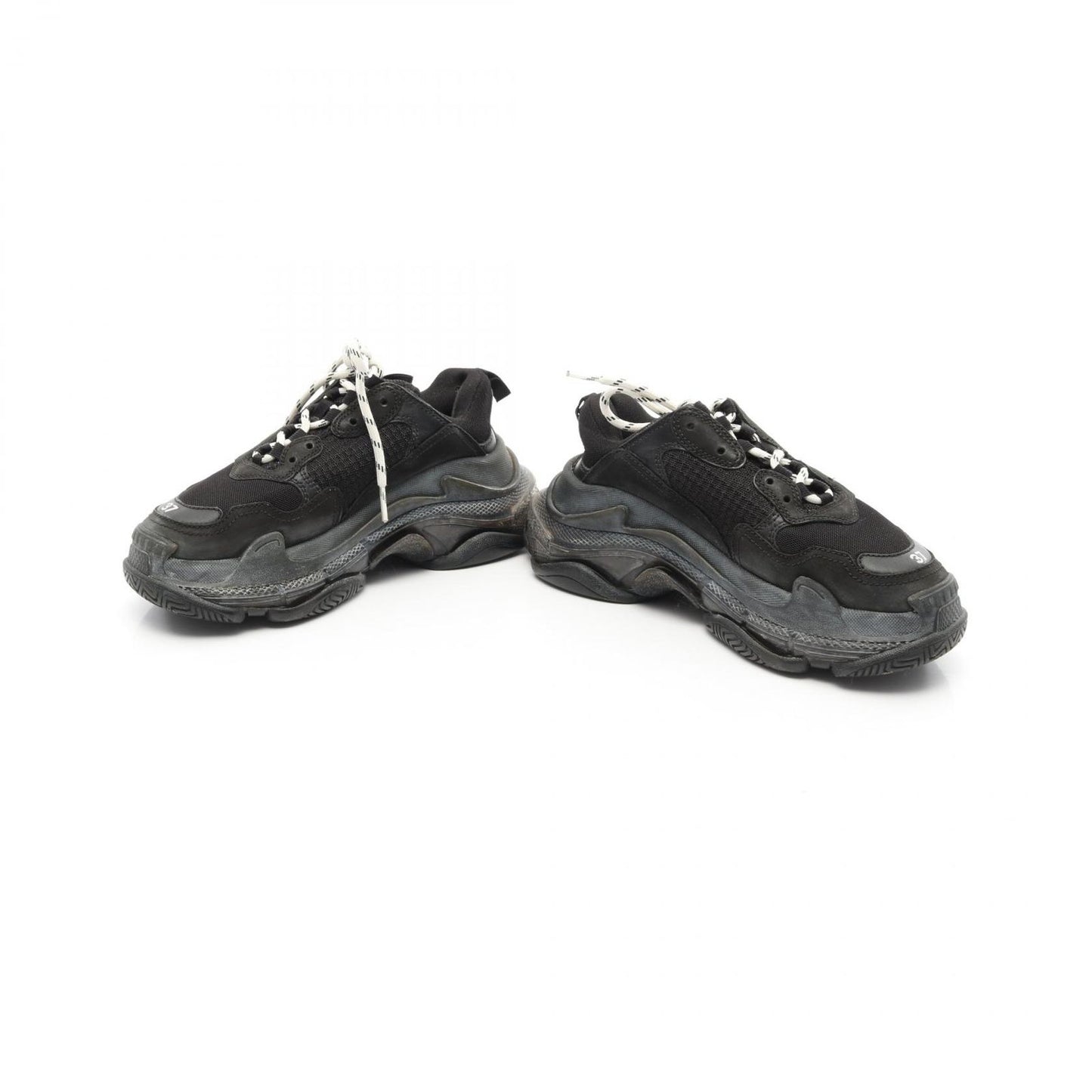 BALENCIAGA Triple S CLEAR SOLE Sneakers - Black Leather, Size 37
