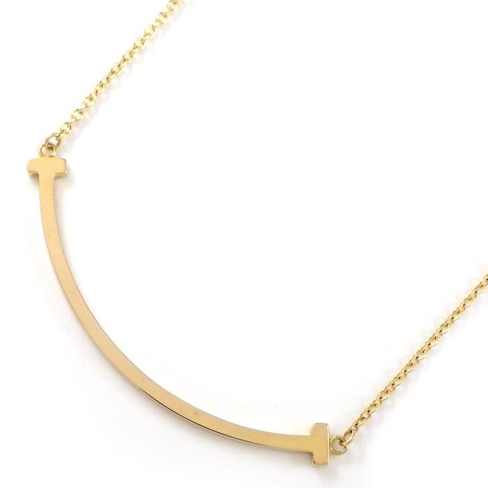 Tiffany & Co. T Smile Small Necklace in K18 Pink Gold