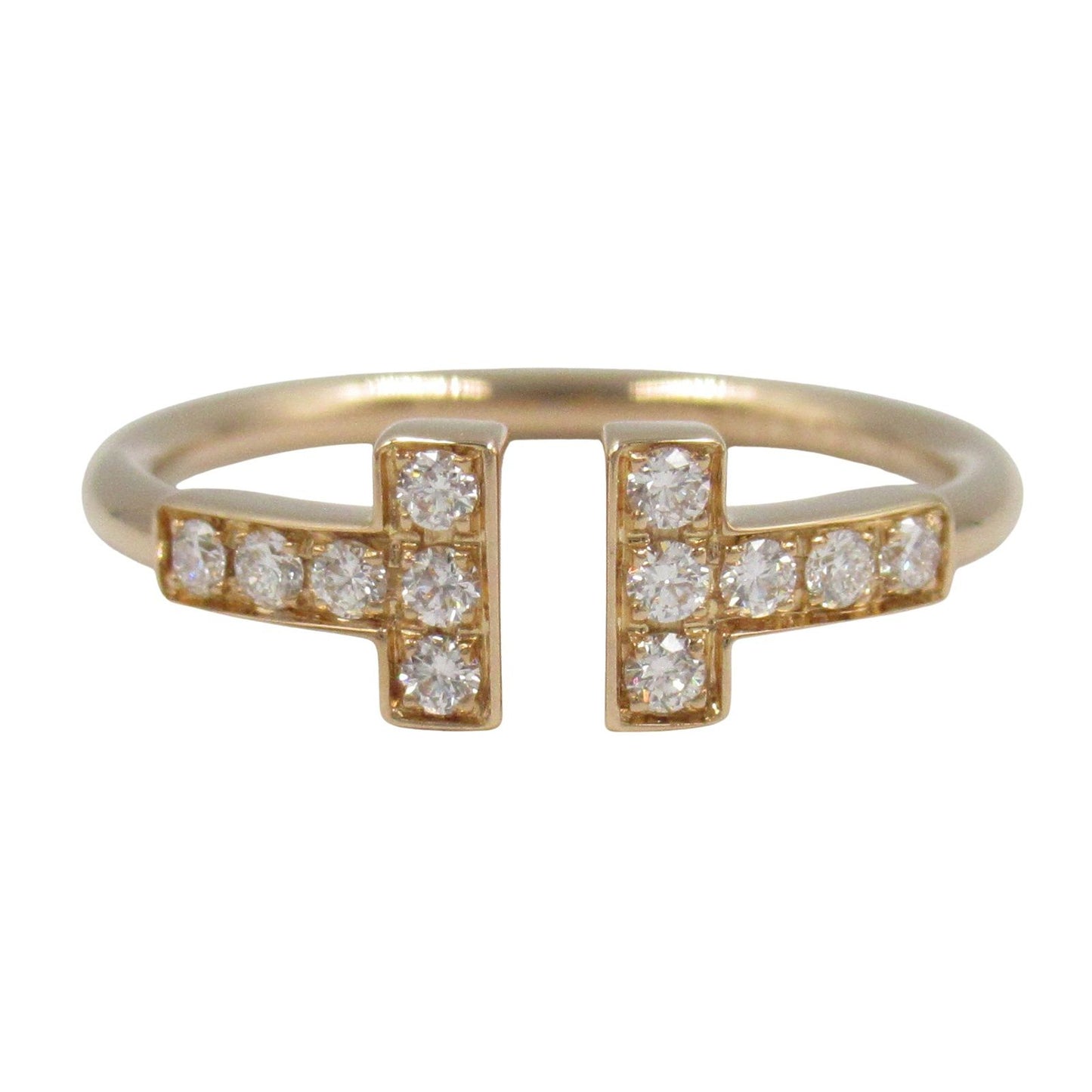 TIFFANY & CO T Wire Diamond Ring in 18K Pink Gold - Size 9