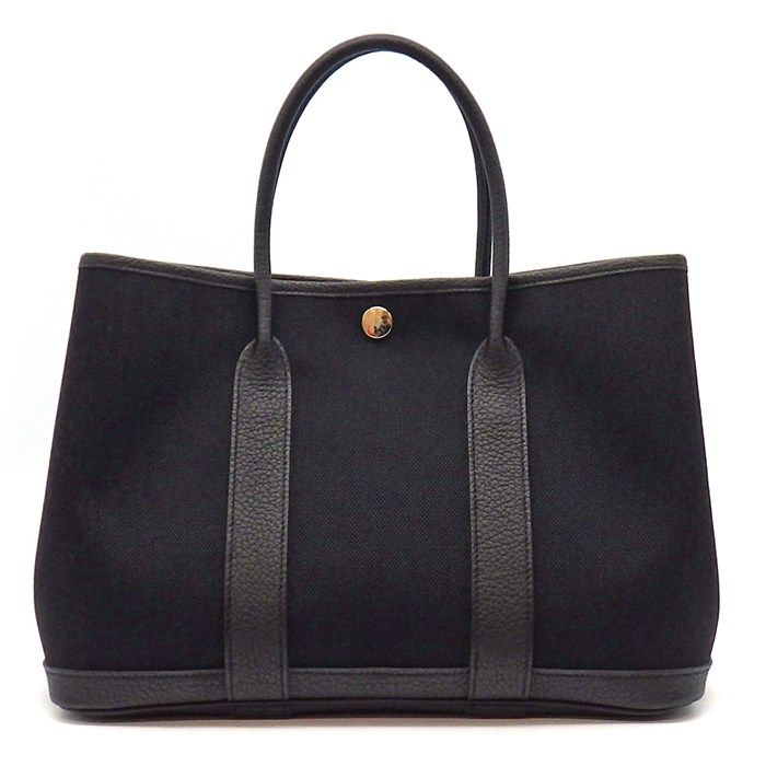 HERMES Garden Party TPM Handbag - Black Military Canvas, 2022
