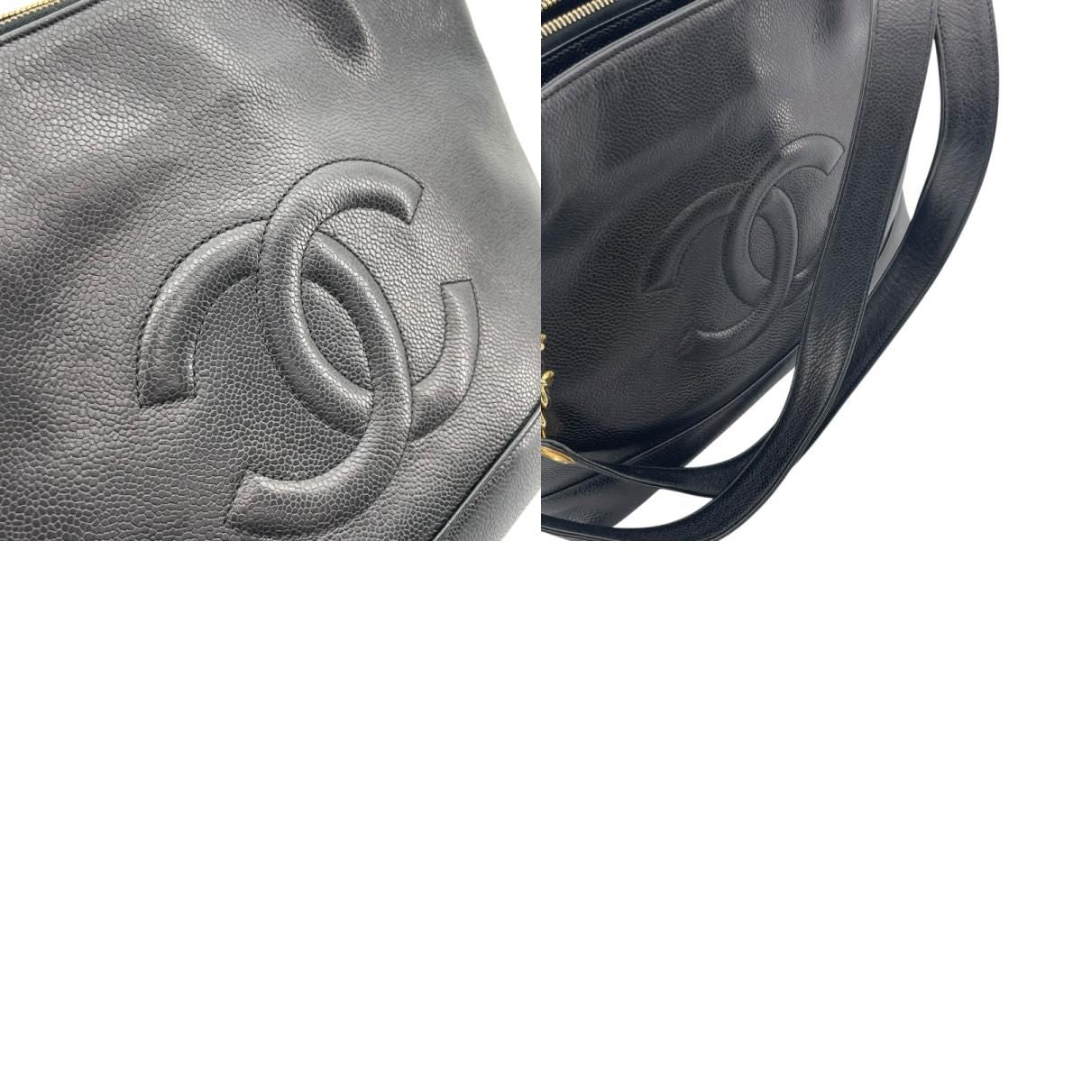 CHANEL Coco Mark Shoulder Bag in Black Caviar with Gold Hardware