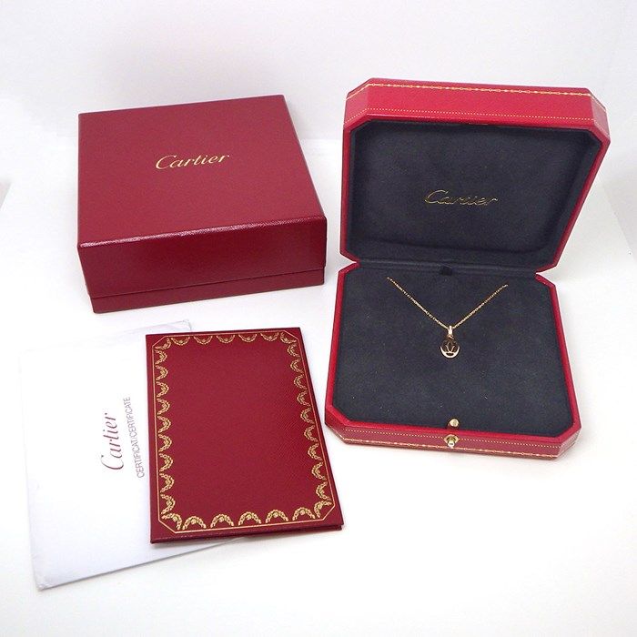 Cartier Double C Logo Necklace in K18 Pink Gold with Diamonds