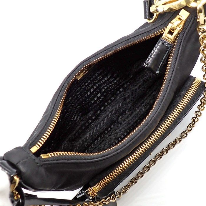 PRADA Re-Nylon Mini Shoulder Bag - Black Brushed Leather