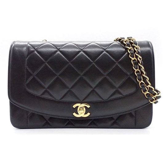 CHANEL Matelassé Diana 25 Shoulder Bag in Black Lambskin