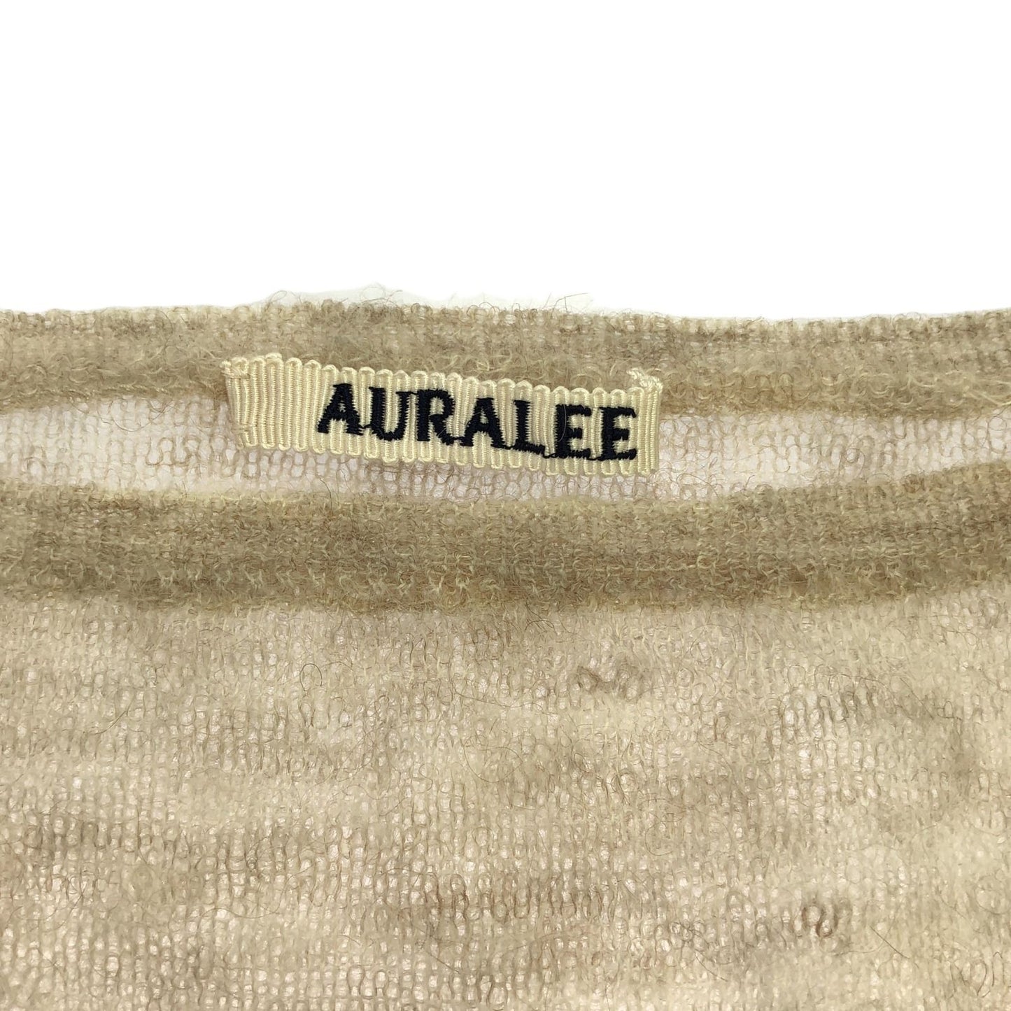 AURALEE Kid Mohair Sheer Knit Boat Neck in Beige - Exquisite Craftsmanship