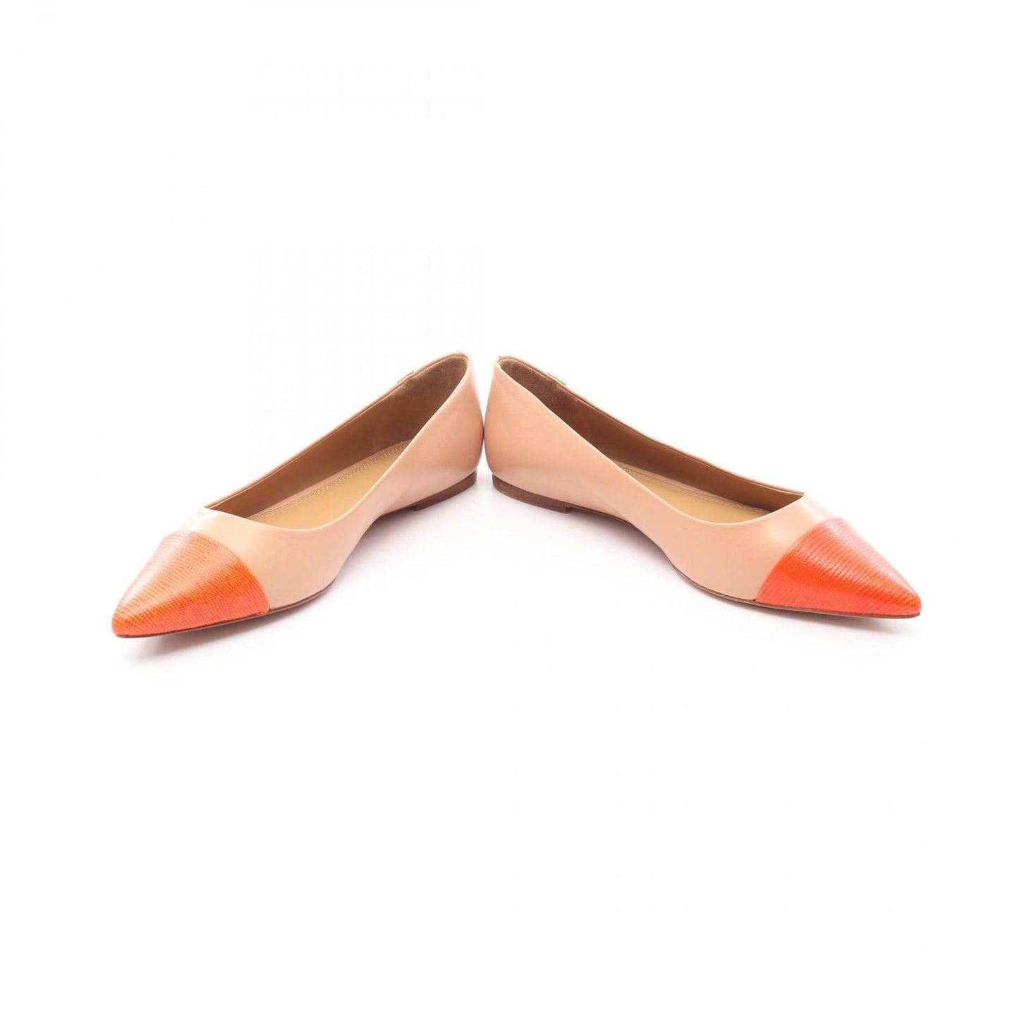 Tory Burch Pink Beige Leather Flats - Elegant & Timeless