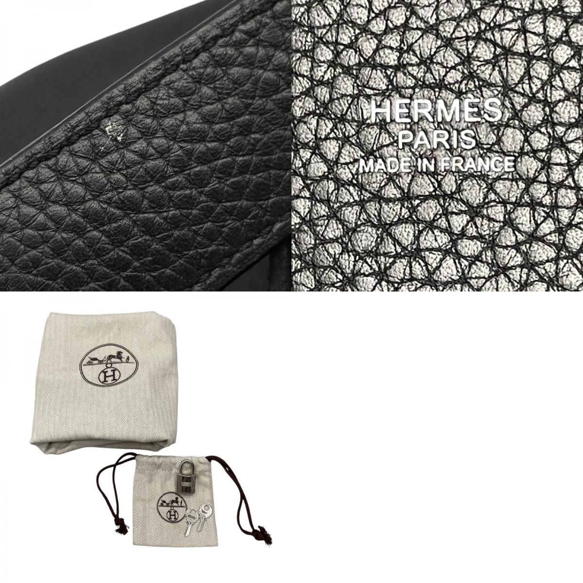 HERMES Picotin Lock MM Black Togo Leather Handbag with Silver Hardware