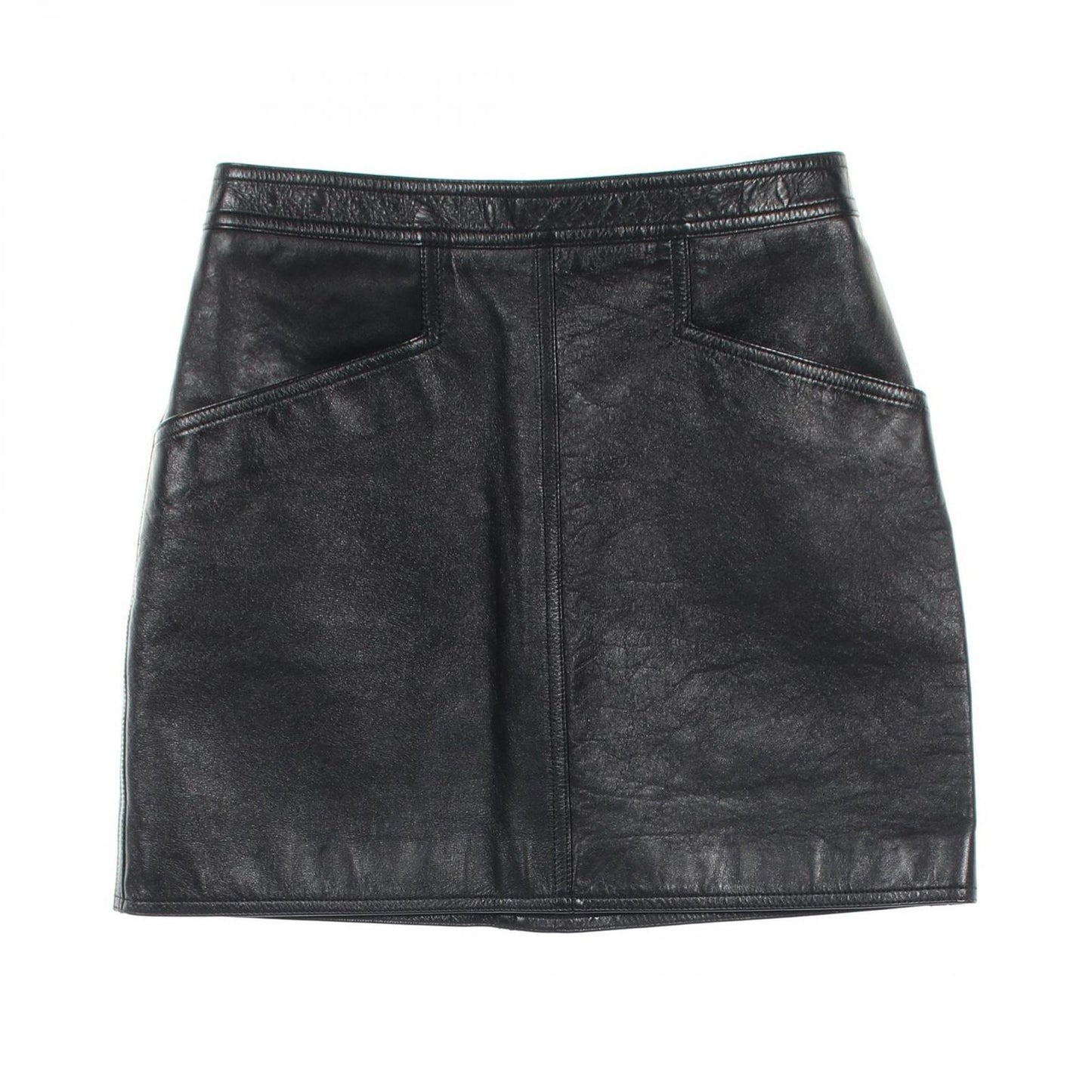 Saint Laurent Paris Black Lamb Leather Skirt - Timeless Elegance