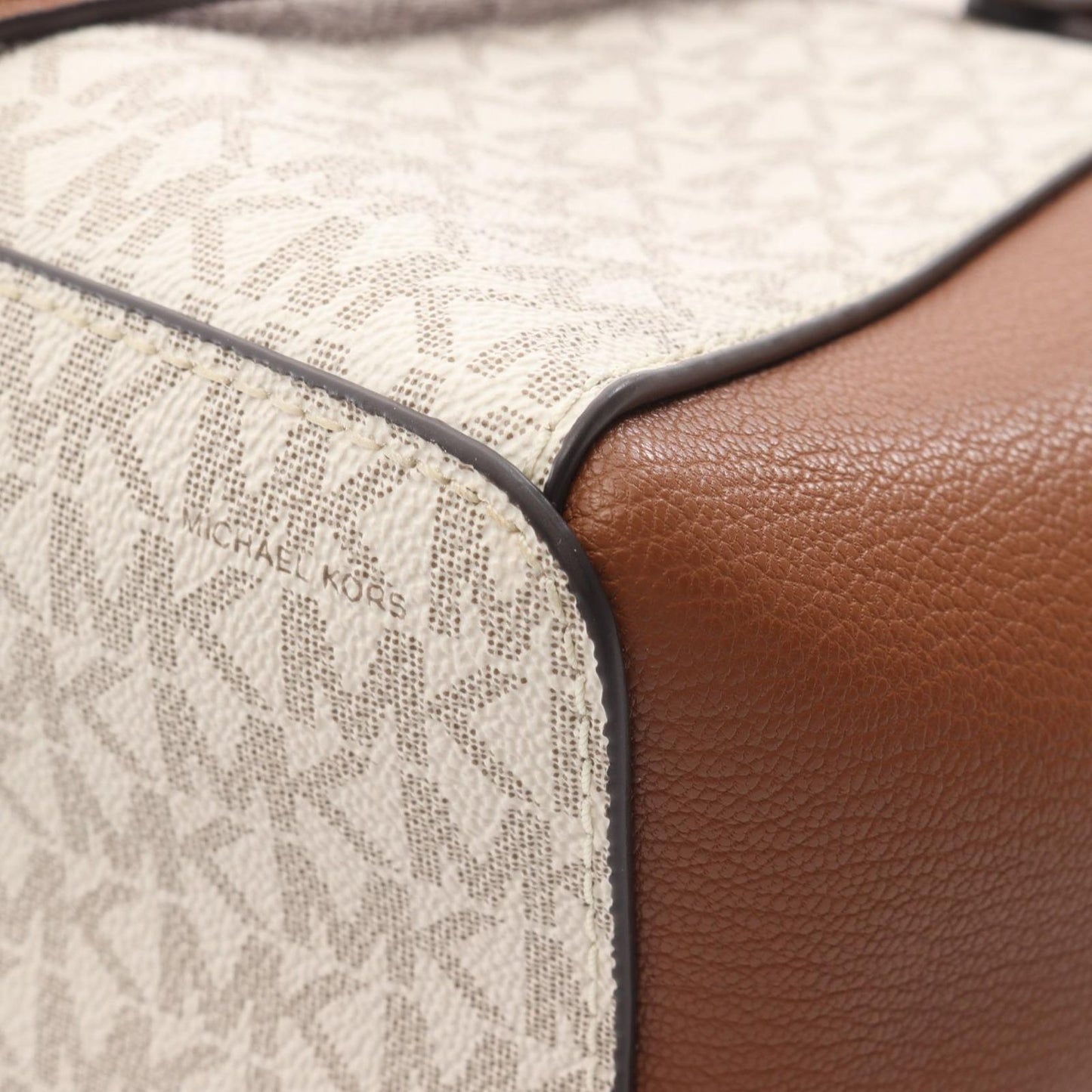 Michael Kors Charlotte Tote Bag - Brown/White PVC Canvas