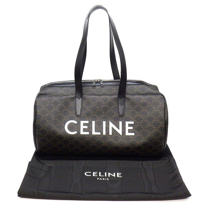 CELINE Black Trionf Canvas Duffle Bag - Timeless Elegance