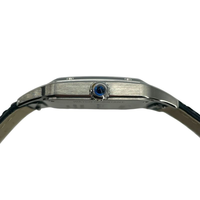 Cartier Santos-Dumont LM WSSA0046 Black SS/Leather Manual Wind Watch