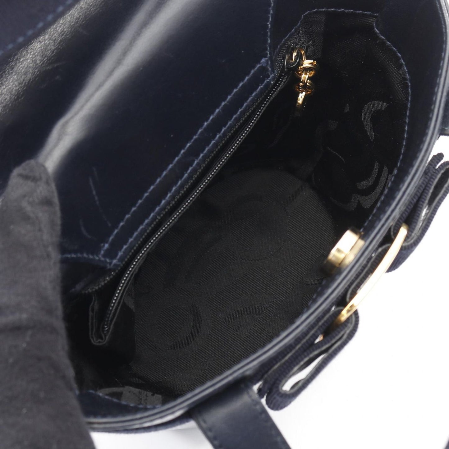 Salvatore Ferragamo Vara Ribbon Handbag in Navy Leather