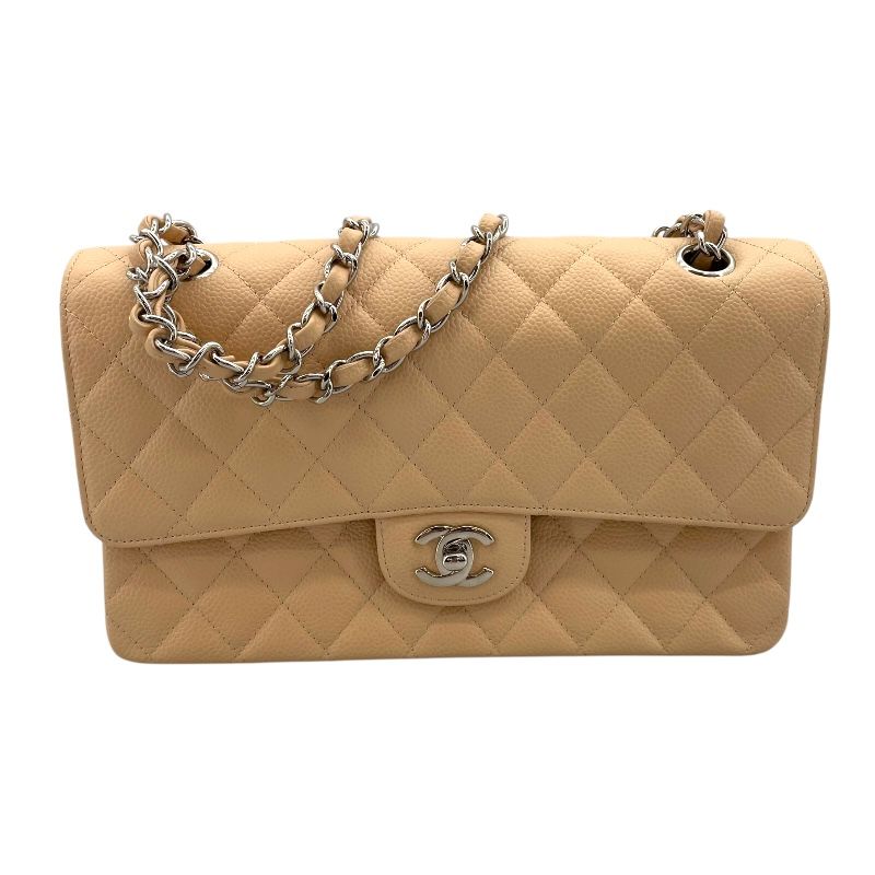 CHANEL Matelassé 25 Beige Caviar Leather Shoulder Bag