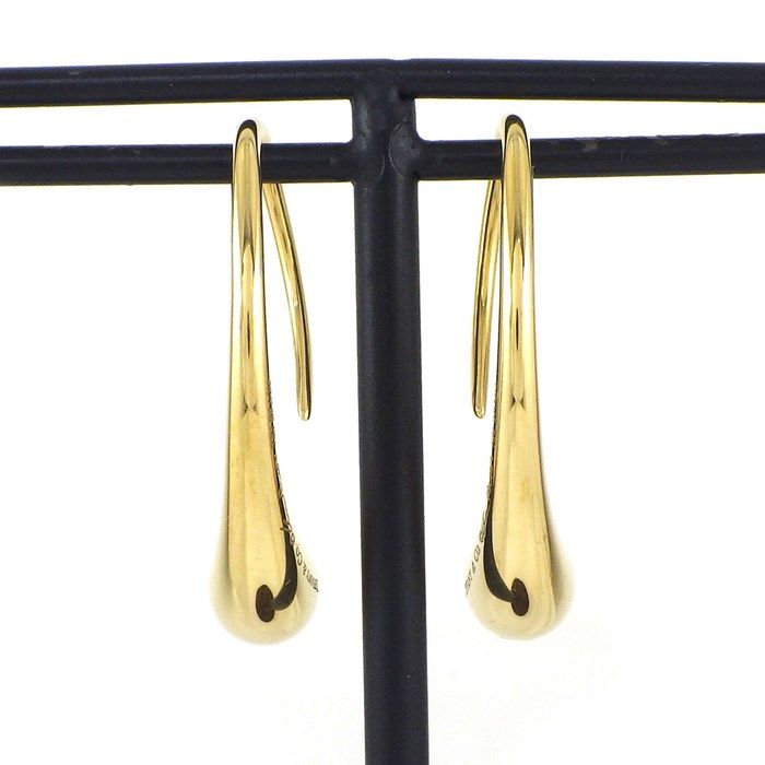 Tiffany & Co. K18YG Teardrop Hook Earrings - Exquisite Elegance