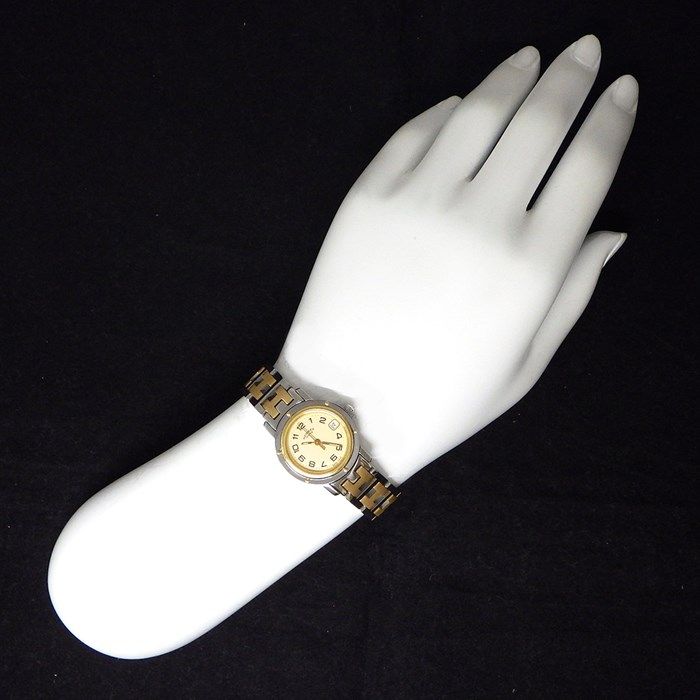 HERMES Clipper CL4.220 Quartz Watch with Ivory Dial - Exquisite Craftsmanship