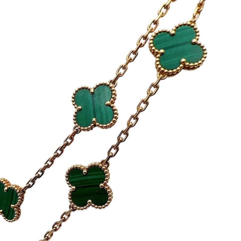 Van Cleef & Arpels Vintage Alhambra Long Necklace K18 Malachite
