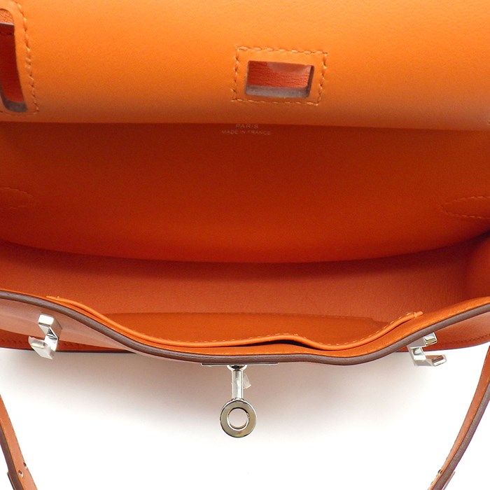 HERMES Mini Gypsière Shoulder Bag - Orange Swift Leather, 2023