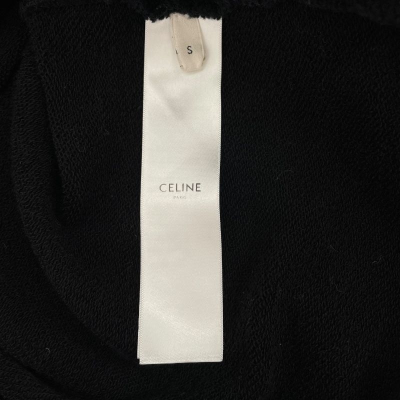 CELINE Logo Studded Black Cotton Sweatshirt - Size S