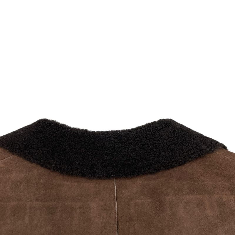 Salvatore Ferragamo Brown Leather Shearling Jacket for Men