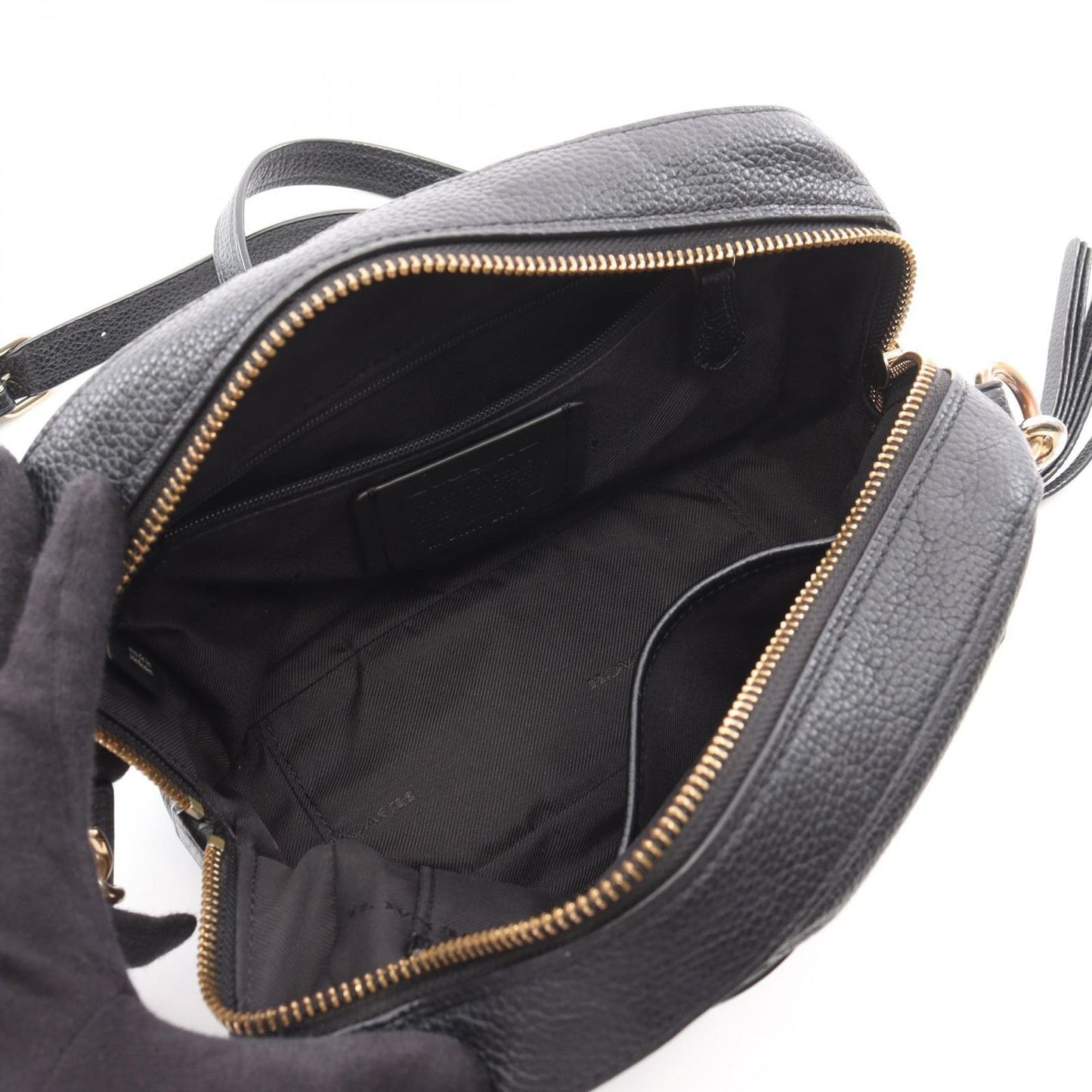 COACH Black Leather Fringe Camera Shoulder Bag - Timeless Elegance