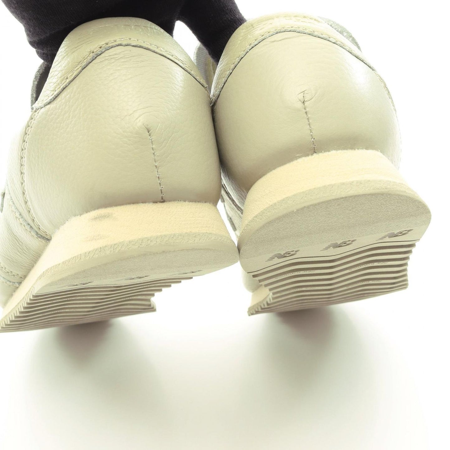 NEW BALANCE x AURALEE Leather Sneakers in Light Green - Exclusive Edition