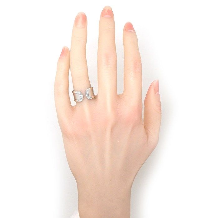 Cartier C2 2C LM Diamond Ring in K18 White Gold - Size 12