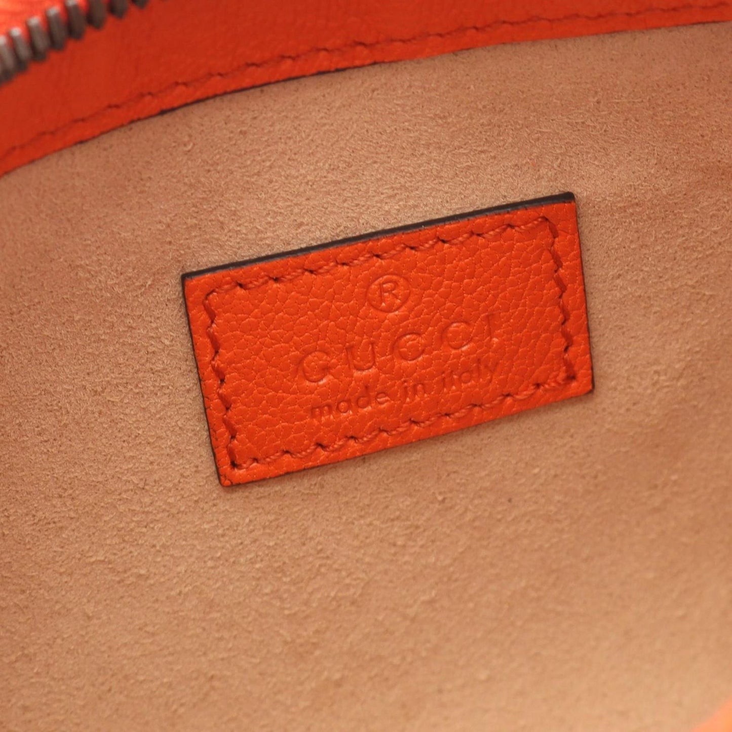 GUCCI Aphrodite GG Marmont Mini Handbag in Orange Leather