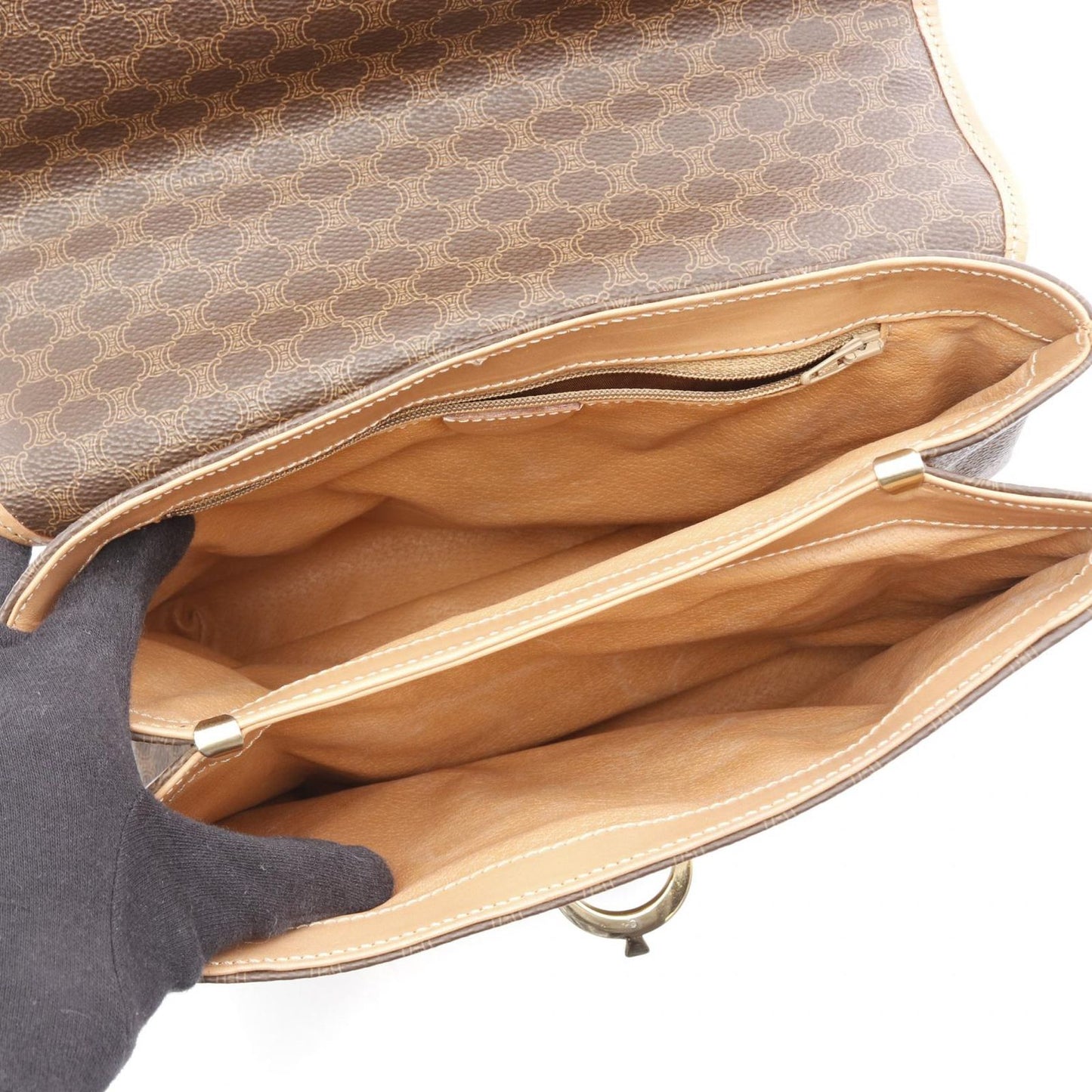 CELINE Macadam Handbag in Dark Brown PVC Coated Canvas