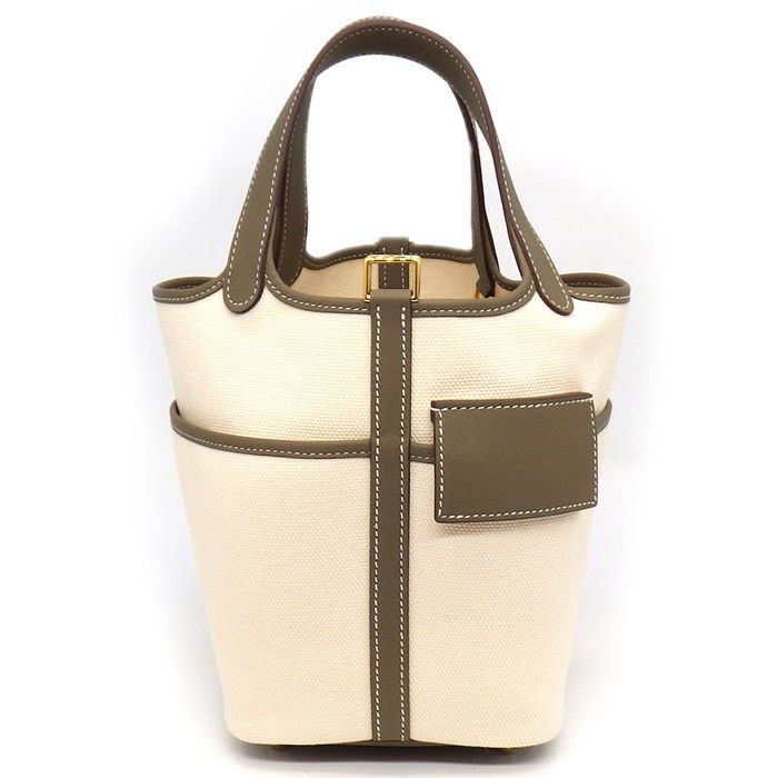HERMES Picotin Lock PM Handbag - Ecru & Etoupe, 2023 Edition
