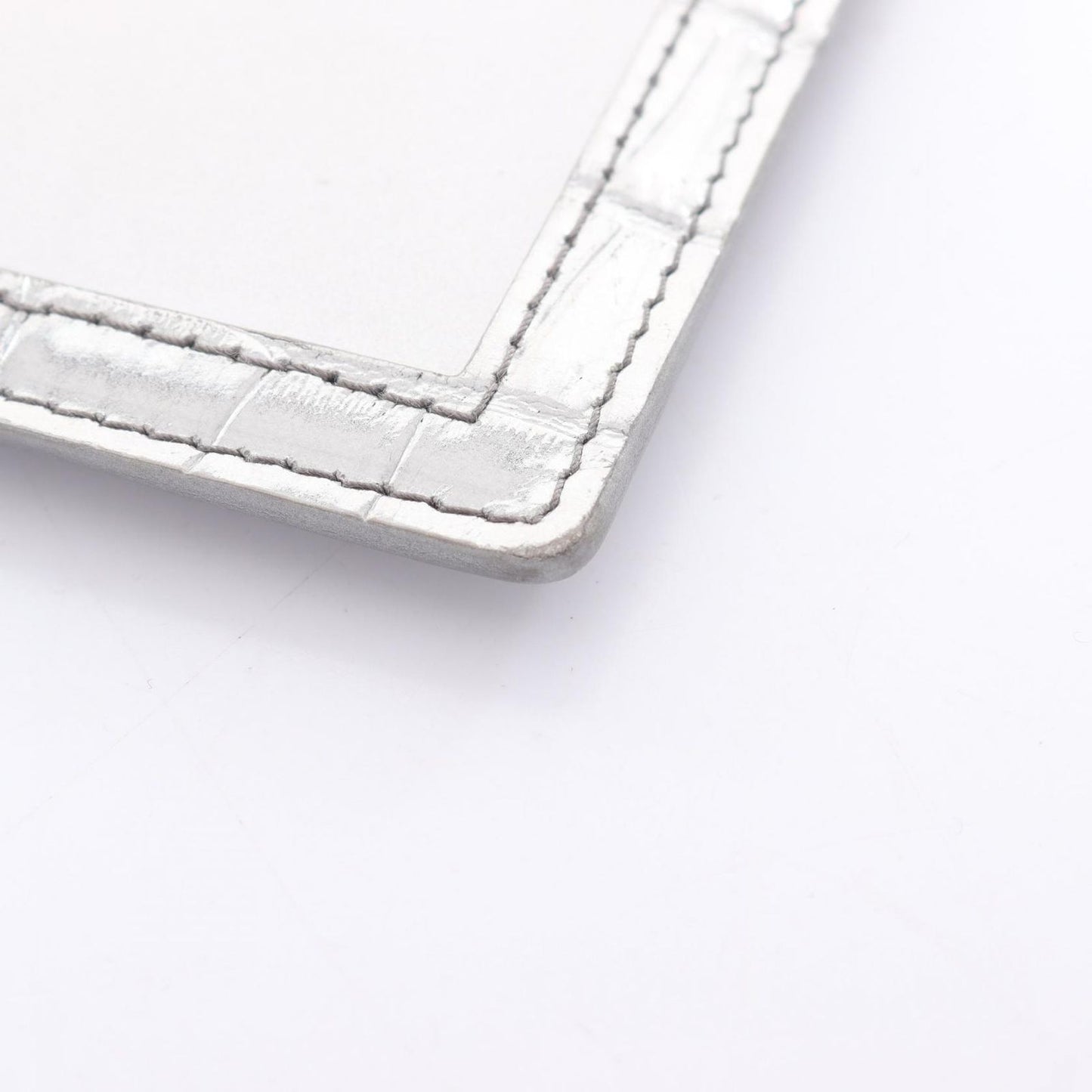 Miu Miu ST COCCO Silver Leather Card Case with Chain