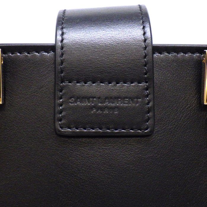 YSL Cassandra Baby Cabas Handbag in Black Calfskin Leather