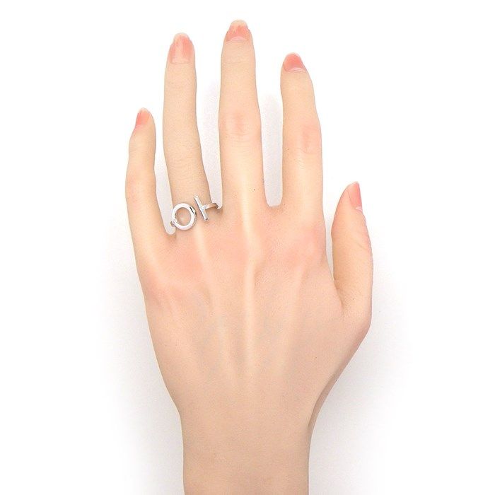 HERMES Éperon d'Or Diamond Ring in K18 White Gold - Size 15