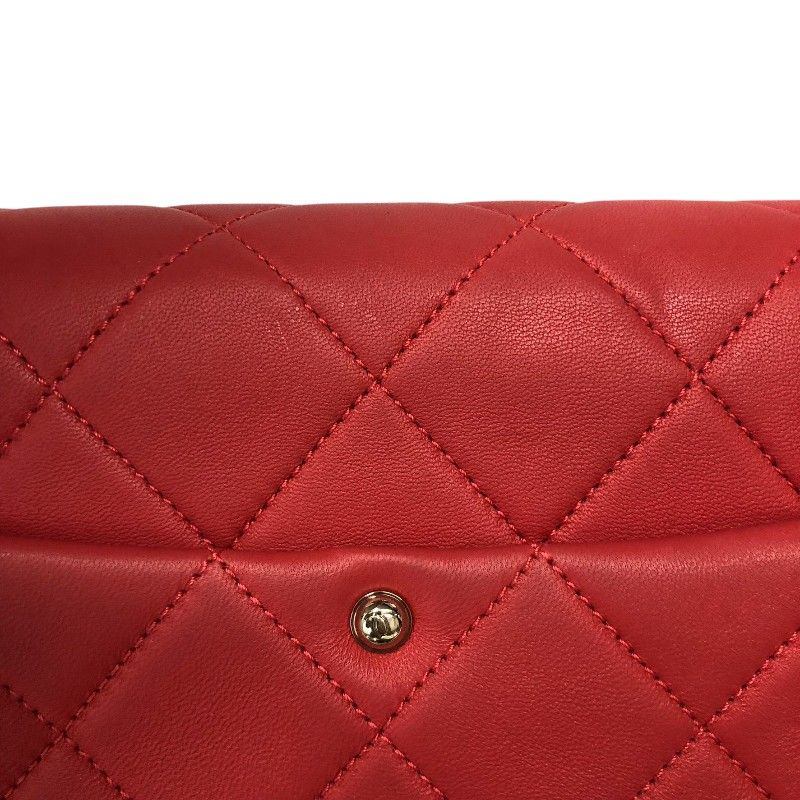 CHANEL Matelassé Flap Chain Shoulder Bag - Red Lambskin