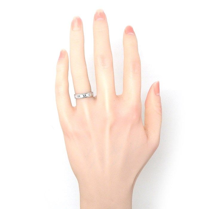 Tiffany & Co. Atlas Narrow Ring in K18 White Gold - Size 9