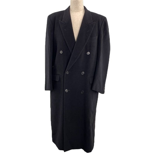 Yves Saint Laurent Double Long Coat in Black Wool - Men's Luxury Outerwear