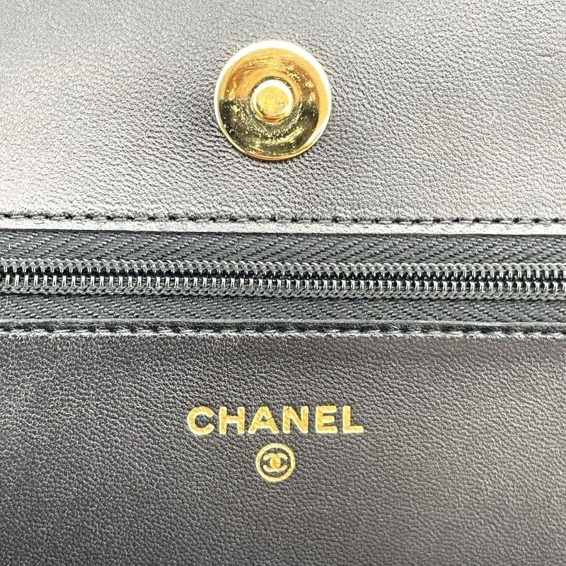 CHANEL Chain Wallet AP0250 - Black Lambskin with Gold Hardware