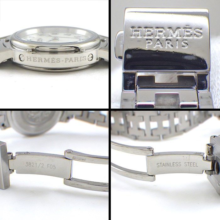 HERMES Clipper CL4.210 Quartz Watch with White Shell Dial