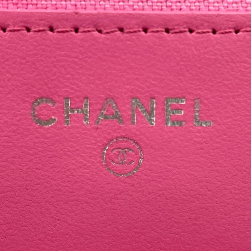 CHANEL Chain Wallet A33814 Pink Lambskin Shoulder Bag