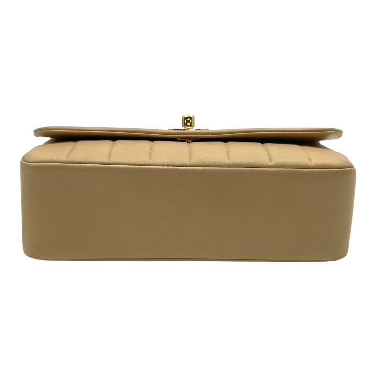 CHANEL Mademoiselle Chain Shoulder Bag in Beige with Gold Hardware